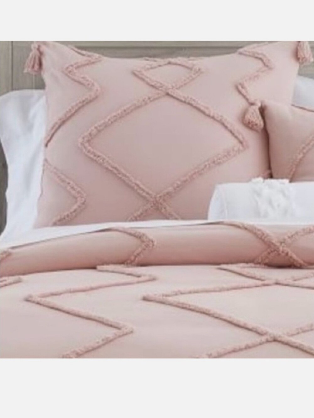 Pottery Barn Ashlyn Teen Tufted Diamond Pattern Blush Pillow Sham